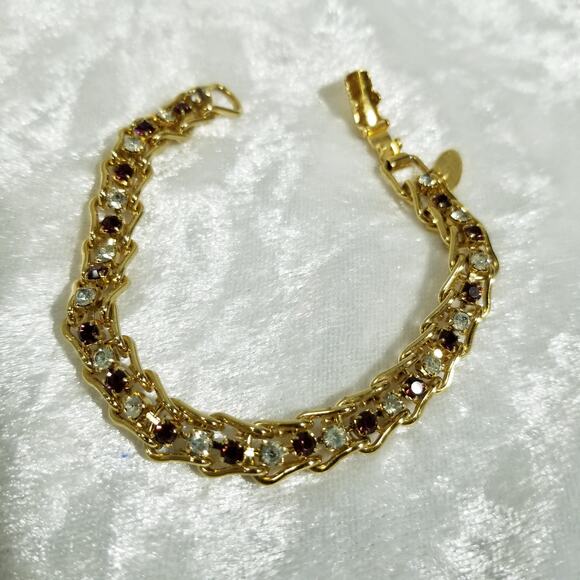 Kim Rogers austrian crystal link gold tone bracelet 1.1664 - Picture 1 of 16